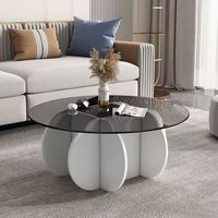 Minimalistischer Runder Couchtisch Einfacher Teetisch Glas-Teetisch Moderner Ins-Stil Kleiner Familien-Wohnzimmer Luxuriöser Netz-Roter Tisch für Zuhause