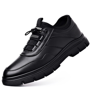 Chaussures en cuir noir pour hommes avec doublure en polaire, chaudes et isolantes, décontractées, pour le bureau, taille jeune 7663 - Product Image 4