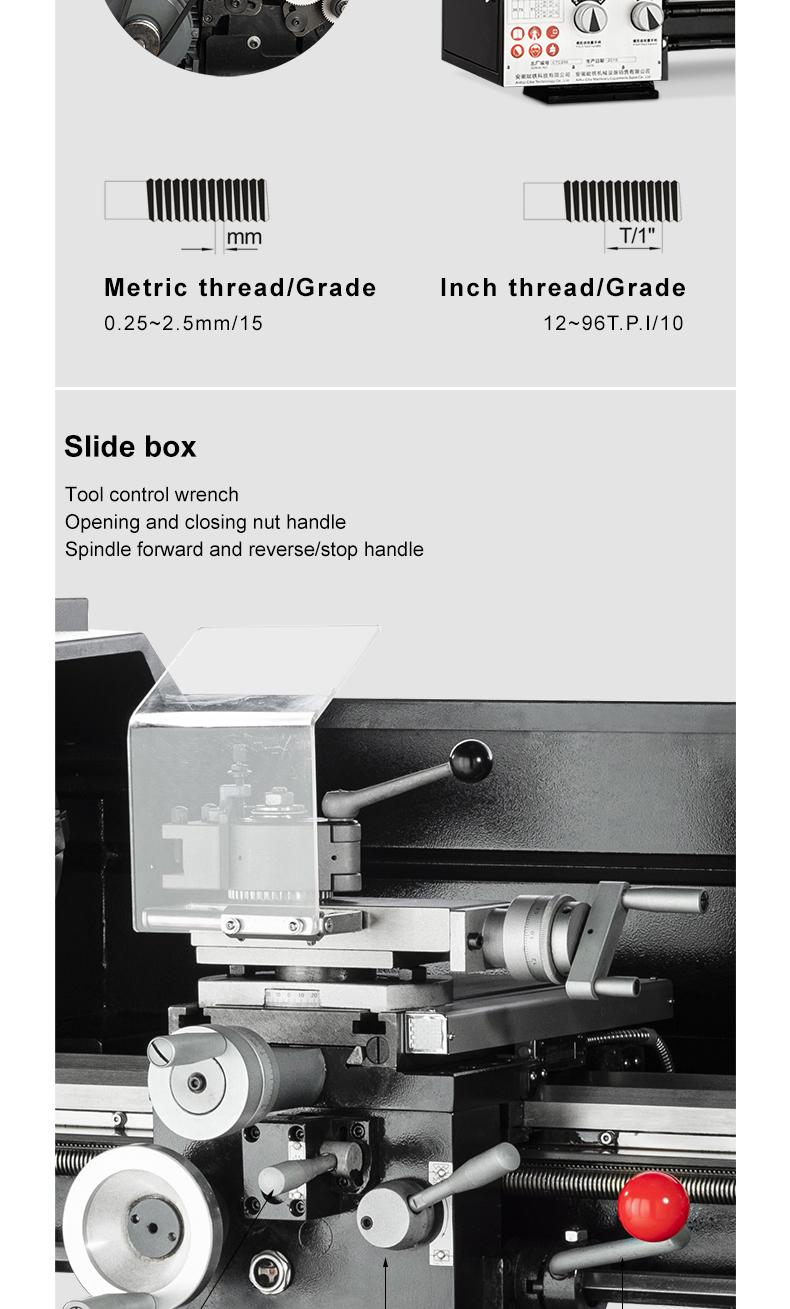 Mechanical Metal lathe machine CTC280 Manual lathe with DRO and Quick Tool Changer