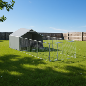 Cuccia per Cani da Esterno in Acciaio Zincato Grigio Impermeabile per Razze Grandi, Casetta per Animali Domestici per Tutte le Stagioni, Forma Rettangolare - Product Image 2