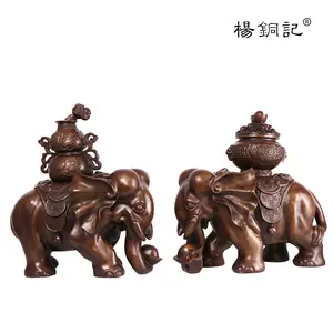 Yang cobre marca cobre elefante Cornucope objeto decoración calabaza elefante cornucope elefante color café