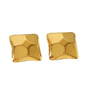 Pendientes geométricos con forma de triángulo cuadrado, chapados en oro de 18k, de aleación de zinc, joyería de moda para mujer. - Product Image 5