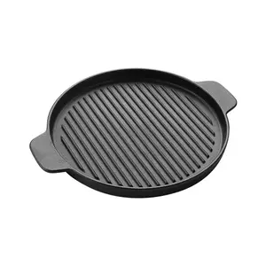 Pré-temperado ferro fundido Grill Pan frigideira para churrasco assando grelha