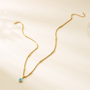 CUMAI Set Collana Occhio di Allah Blu Placcata Oro 18K in Acciaio Inossidabile, Design a Catene Stratificate, Gioielli Vintage alla Moda da Donna per Uso Quotidiano, Regalo - Product Image 6