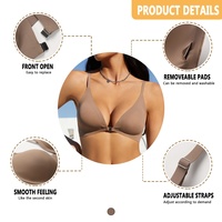 Soutien-gorge Sharicca à ouverture frontale, avec bonnets amovibles en forme de goutte d'eau, sans armatures, découpé au laser, sans coutures pour femme