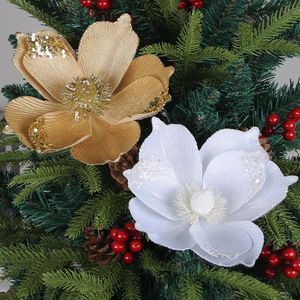 Flores Navideñas Artificiales de Tres Capas con Polvo Dorado, Decoración para Árboles de Navidad, Ramilletes Florales, Accesorios al por Mayor - Product Image 3