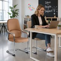 Chaise de réunion moderne à dossier mi-haut, base chromée, pour visiteurs, réception et formation, idéale pour bureau et salle de réunion