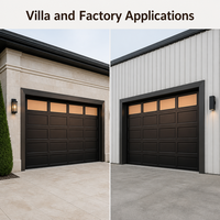 Porte de garage industrielle moderne en aluminium noir à enroulement électrique, panneau rectangulaire à grille, design industriel, résistance au feu 3h pour villa
