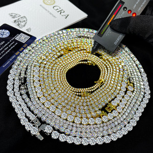 Chaîne en <span class=keywords><strong>argent</strong></span> sterling 925 3 mm 5 mm 6 mm Double fermoir Zircon de haute qualité Chaîne tennis Bracelet en <span class=keywords><strong>argent</strong></span> Collier 925 pour <span class=keywords><strong>homme</strong></span> femme - Product Image 2