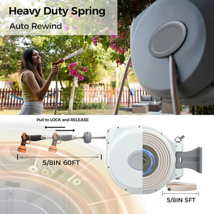 Enrouleur <span class=keywords><strong>de</strong></span> <span class=keywords><strong>tuyau</strong></span> d'arrosage mural rétractable anti-UV haute pression durable <span class=keywords><strong>de</strong></span> 30 m avec boîte <span class=keywords><strong>de</strong></span> rangement - Product Image 2