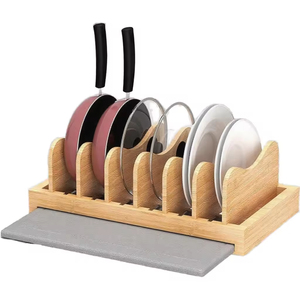 Wooden Multifunctional Kitchen Rack Household Desktop Storage for Frying <b>Pan</b> Plate & Drying Rack for Dinnerware - Product Image 2