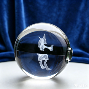 Sphère en cristal transparente claire, <span class=keywords><strong>lampe</strong></span> de nuit <span class=keywords><strong>LED</strong></span> <span class=keywords><strong>3D</strong></span> en forme de Poke Ball, cadeau surprise pour enfants - Product Image 2