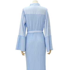 Ropa musulmana Turquía sólido islámico largo vestido con cinturón mujeres Dubai Abaya cuello redondo vestido modesto - Product Image 5