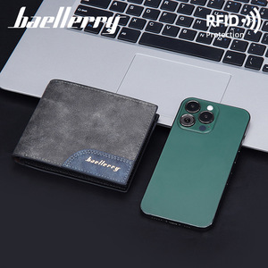 กระเป๋าสตางค์แบบสามพับสำหรับผู้ชาย Baellerry สีดำ สีน้ำเงิน สีน้ำตาลเข้ม ป้องกัน RFID ใช้ได้ทุกวัน สีพื้น ตกแต่งด้วยตัวอักษร คอลเลคชั่นฤดูใบไม้ผลิ 2024 - Product Image 1