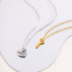 قلادة زوجين على شكل قلب الحب قلادة أنا أحبك المتخصصة مقاومة للبهتان - Product Image 3