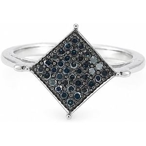 Anillo de Diamantes Jewelspaark, 0.24 Cttw, Color Azul Mejorado, Corte Brillante Redondo, Plata de Ley 925, Anillo de Compromiso para Mujer - Product Image 1