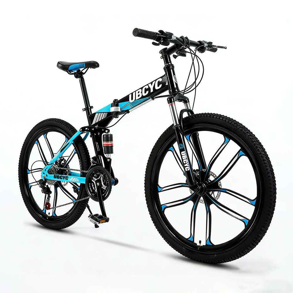 Bicicleta de montaña con rueda integrada azul
