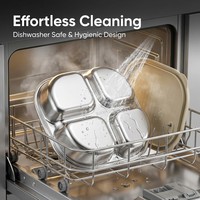 Kotak Makan Siang Stainless Steel 4 Sekat Portabel 600ml Bebas BPA Dengan Tutup Berventilasi Untuk Anak-Anak dan Dewasa, Tersedia OEM