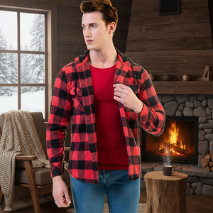 Winter 100% Cotton Casual Formal Lumberjack Shirt with <b>Covered</b> <b>Button</b> Manufacturer in Turkey - Product Image 3