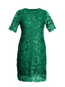 Ultimo Modello di Abito Plus Size da Donna, Vestito Midi con Scollo a O, Taglie L-5XL, <span class=keywords><strong>Elegante</strong></span> Abito da Sera in Pizzo e Rete, <span class=keywords><strong>Abbigliamento</strong></span> Femminile Sexy - Product Image 5