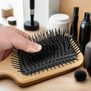 Modern Paddle Hair Brush For Scalp Massage Custom Logo Beech Wood Bamboo With Nylon Waterproof Disposable For Home Salon Use