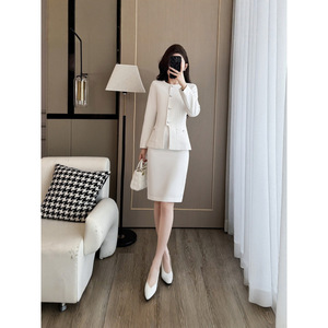 Women's Raspberry-colored <b>Blazer</b> Skirt <b>Set</b> Midi Length Anti-Wrinkle Office Lady Suit Daily Commute Interview Style - Product Image 4