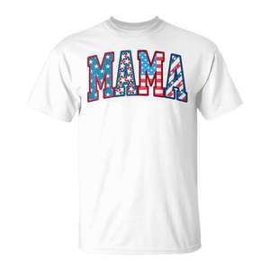 T-shirt maman 4 juillet avec drapeau américain pour maman, assorti pour la famille, manches courtes, col rond, pour adulte, femme, impression sérigraphique - Product Image 1