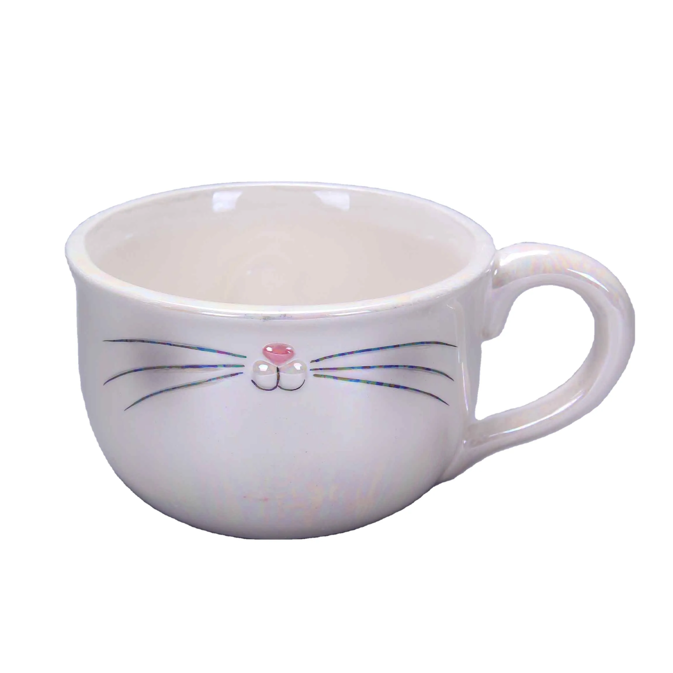 Yeni tasarım seramik fincan okyanus sevimli kedi kupa hediye için büyük kolu hayvan kupa beyaz su kasesi