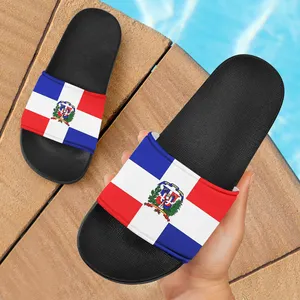 Dominican Republic Printed Flat Slippers Woman Mens Kids Flip Flops MOQ 1 Custom Own Text/LOGO Gifts Dropshipping Agent