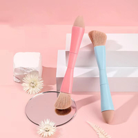 Luxe doux Multi Tasker tête plate pinceau de maquillage ensemble outil cosmétiques professionnel unique luxe avec étui Portable pinceau de maquillage