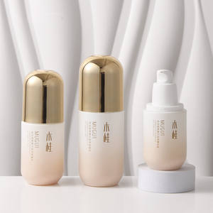 Botella de vidrio de suero facial con ingrediente cosmético de crema de agua nueva duradera y elegante con tapa dorada brillante para embalaje - Product Image 2