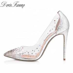 Zapatos de tacón alto con punta en pico de PVC transparente para mujer, superventas personalizados de fabricante, zapatos elegantes para fiesta de boda de verano, Lea auténtica - Product Image 2