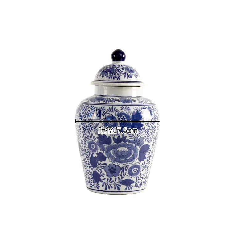 Jingdezhen Keramische Traditionele Ontwerp Decoratieve Blauw En Wit Porselein Gember Pot