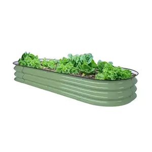 Wholesale 8'' Tall Vegetable Garden Bed Green Color No Bottom Modular Metal Garden Raised Bed for Outdoor