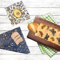 Lot de 9 emballages alimentaires réutilisables en cire d'abeille biologique pour pain, sandwichs, collations, cuisine zéro déchet