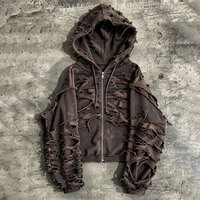 Sweat-shirt à capuche zippé pour homme 100% coton tricoté coupe oversize manches classiques anti-plis respirant avec logo personnalisé OEM imprimé