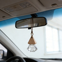 Bouteille vide en verre pour diffuseur de parfum de voiture, clip de ventilation, diffuseur de parfum pour voiture avec couvercle en bois