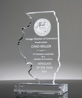 Noble Récompenses acryliques pour réalisations exceptionnelles Trophée personnalisé en forme d'état de l'Illinois Acrylis