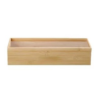 Boîte de rangement en bois rectangulaire 45L, organiseur de bureau, couleur unie, matériau en bambou - Product Image 1
