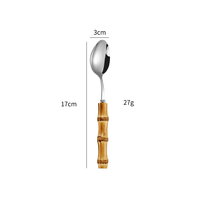 Usine directe créative Western Steak couteau fourchette cuillère ensemble manche en bambou naturel vaisselle pour les fêtes voyage pour servir le gâteau