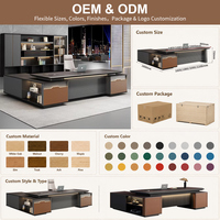 Bureau de direction en forme de L, design moderne, mobilier de bureau contemporain, panneau en placage de bois durable et modulaire