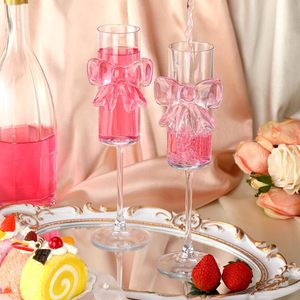 Mignon renforcé tige arc gobelet tasse en verre 8oz romantique rose arc Coquette <span class=keywords><strong>Champagne</strong></span> flûte en verre pour la fête de fiançailles de mariage - Product Image 6