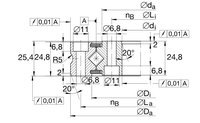 Anneau de rotation P5, roulement à rouleaux croisés cylindriques Xsu080188 pour table tournante CNC, robot industriel