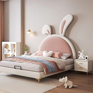 Luce diretta della fabbrica di lusso letto di coniglio singola ragazza durevole cartone animato rosa principessa letto di piccole dimensioni <span class=keywords><strong>per</strong></span> la camera da letto soggiorno in legno - Product Image 2