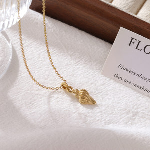 สร้อยคอสแตนเลสชุบ18K กันน้ำจี้สังข์ไม่เสื่อมเสียสำหรับทำเครื่องประดับขายส่ง - Product Image 2