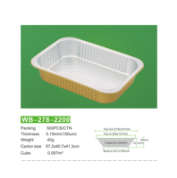 Plaque en aluminium jetable WB série Gold pour la cuisson, 2200 ml, moule à gâteau en aluminium avec couvercle en plastique