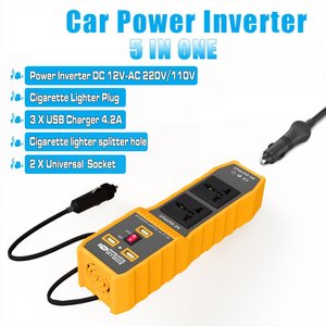 อินเวอร์เตอร์ไฟรถยนต์200W ตัวแปลงคลื่นไซน์ดัดแปลงพร้อมช่องเสียบ AC 2ช่อง4.2A จุดซิการ์1พอร์ต3พอร์ต USB - Product Image 4