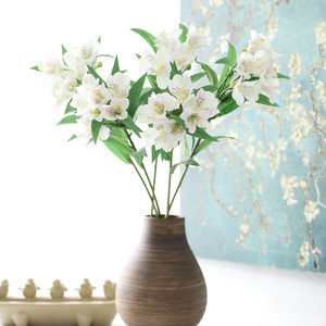 LO-1176 Vente en gros de 3 branches de fleurs artificielles de prunier vert, fausses fleurs de lys péruviennes pour arrangements de vases à domicile - Product Image 3