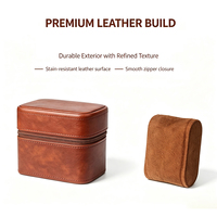 Étui de voyage pour montres en cuir à 2 emplacements, doublure en daim, anti-poussière, antichoc, organisateur portable pour voyage d'affaires, cadeau pour homme