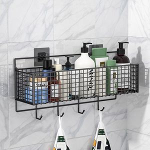 No-drill wall-mounted <b>storage</b> rack for bathroom, kitchen, and toilet condiments and <b>toiletries</b>. - Product Image 2